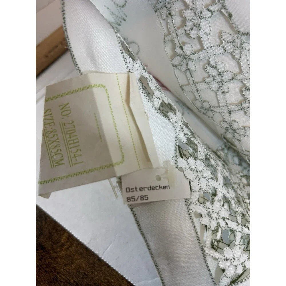 Easter Tablecloth 85x85cm Chick Egg Embroidery Lace Cutwork NWT Spring Cottage